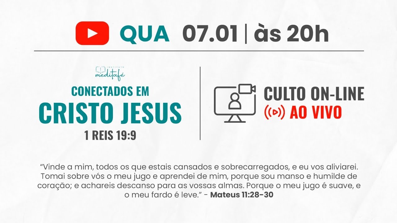 Culto Conectados em Cristo Jesus | 07/01/2026 - 20h - 1 Reis 19:9 - Ainda há voz no Silêncio