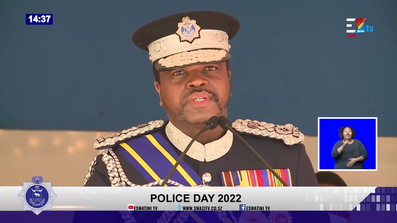 His Majesty King Mswati III delivers a speech during the 19th POLICE DAY CELEBRATION