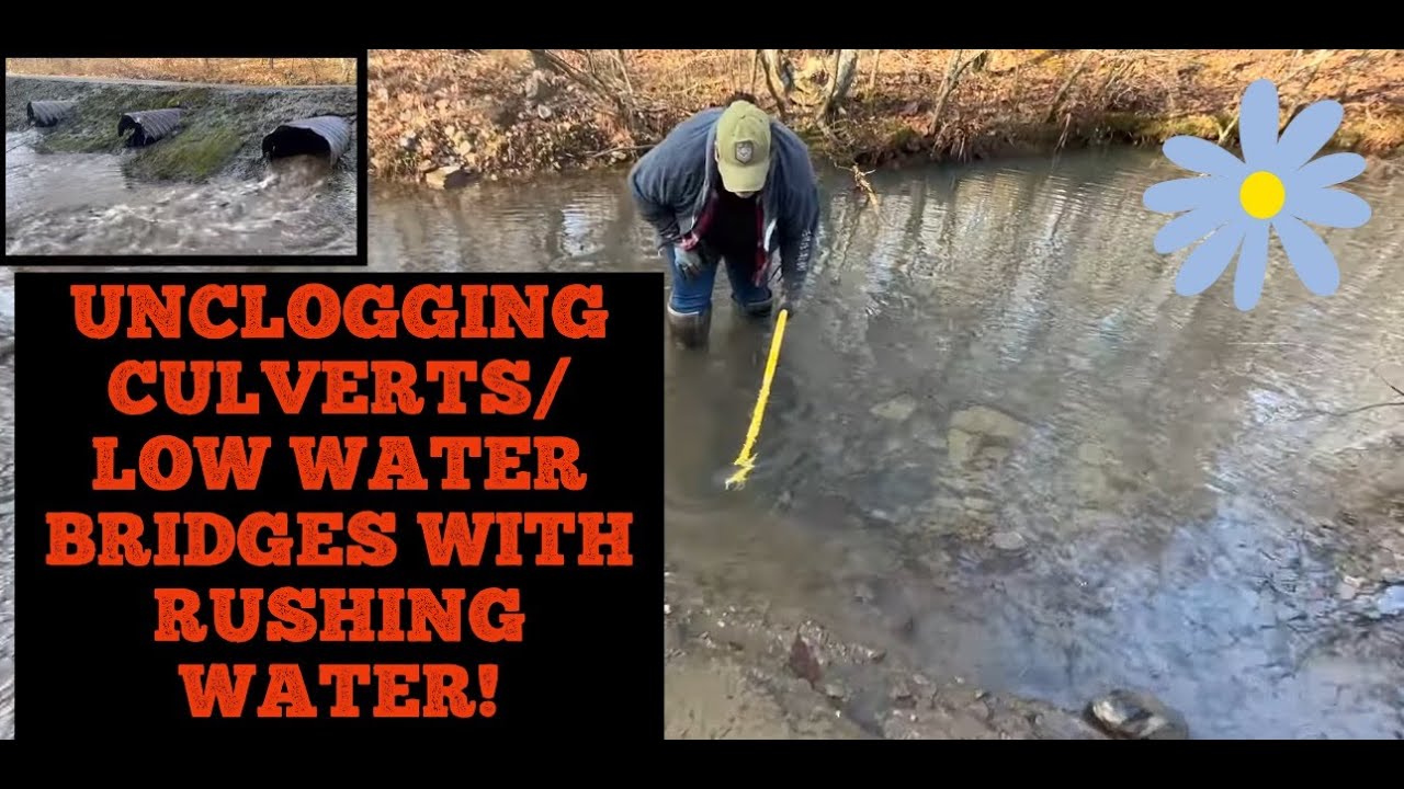UNCLOGGING CULVERTS WITH RUSHING WATER AND LEAVES. 03/2024 NT#39