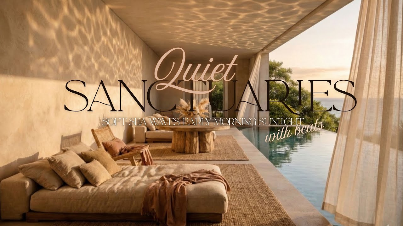 Chill music in a Luxury Villa Interior with Infinity Pool for Focused Work