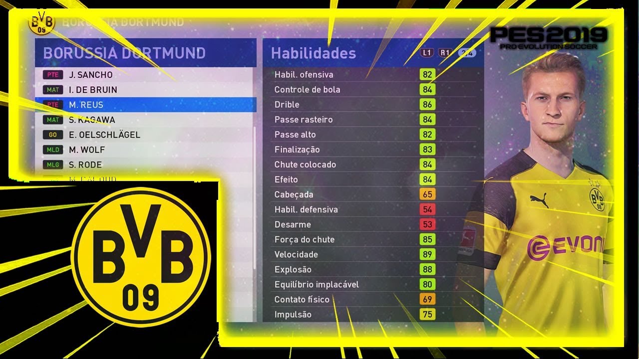 PES 2019 FACES E STATS BORUSSIA DORTMUND PEDIDO DE INSCRITO