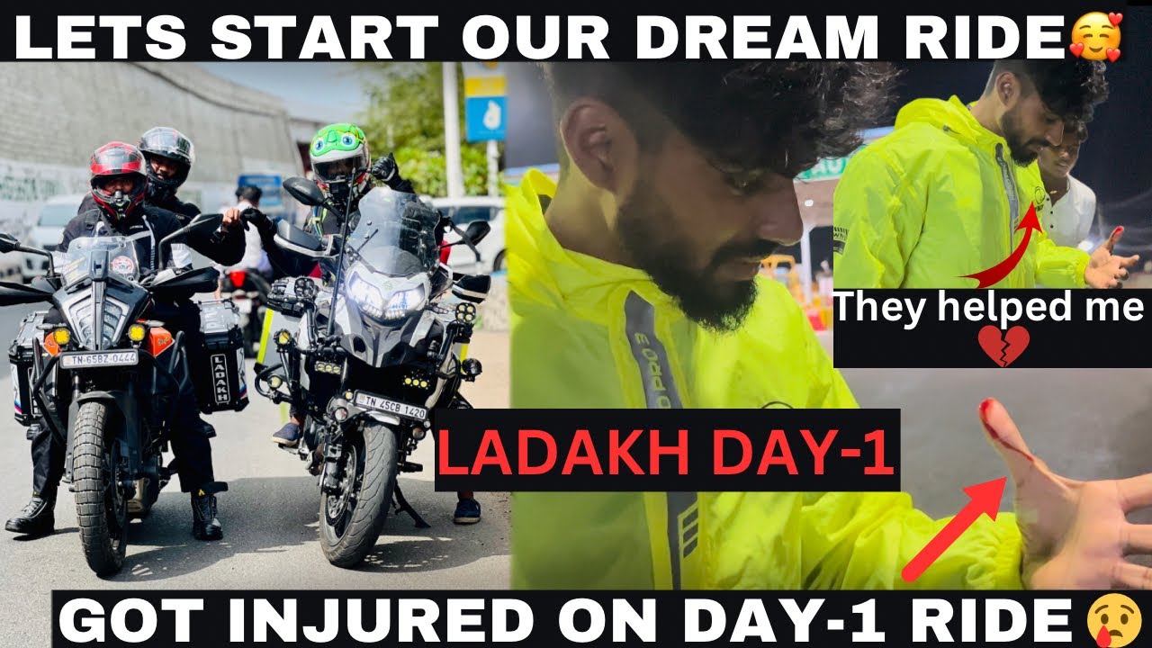 😍let’s start our dream ride|😢Got injured😢| |ladakh ride day-1| #aksquad #azarkettavan |tamil|
