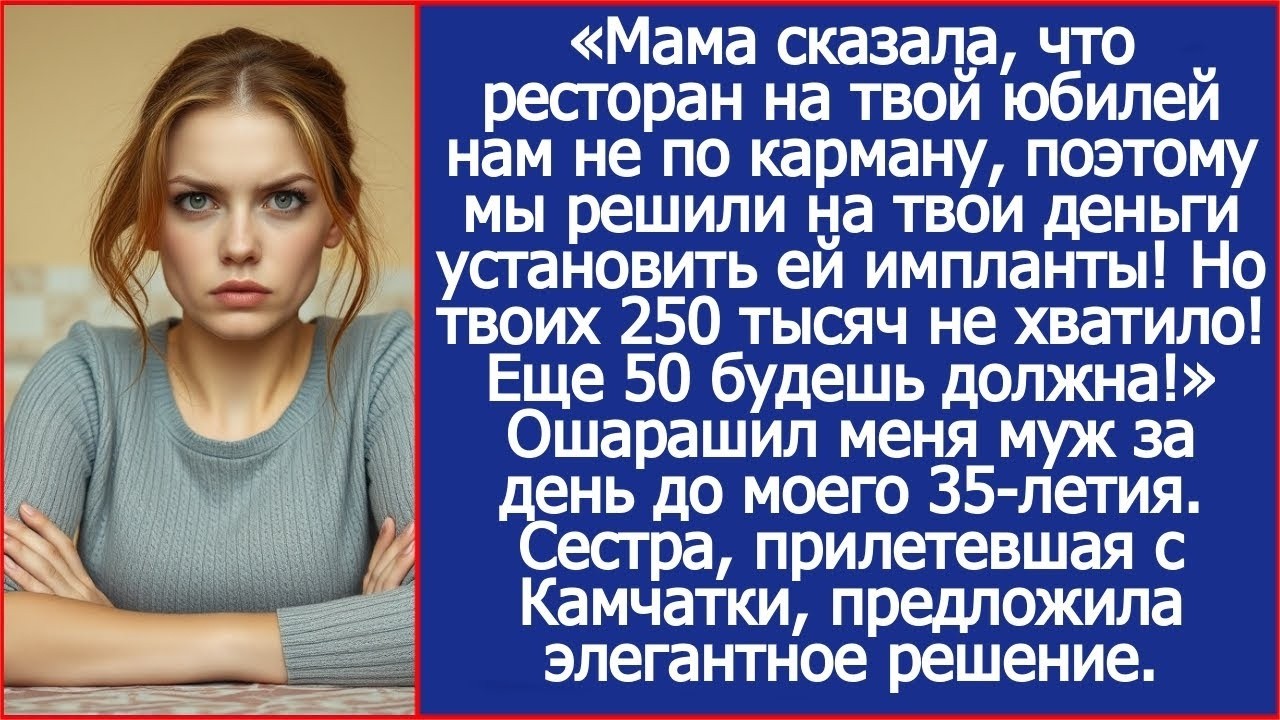Мама сказала, что ресторан на твой юбилей - дорого, поэтому на твои деньги мы поставили ей импланты!