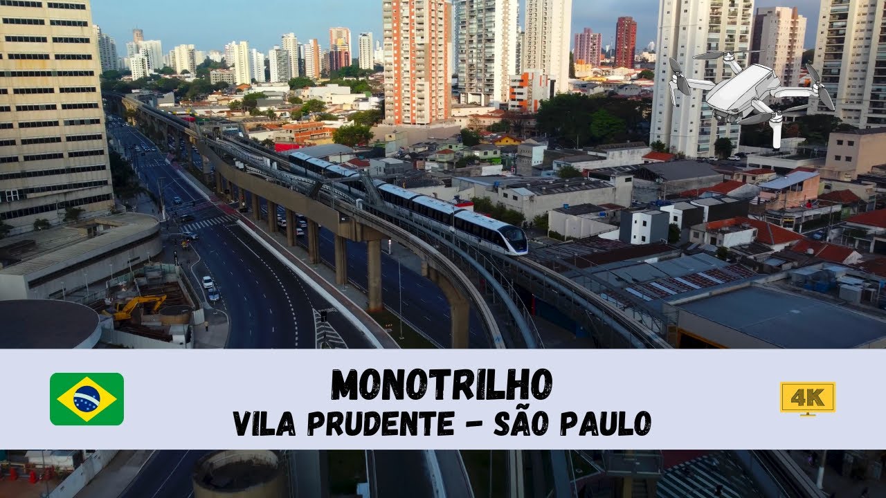 [4K] 🇧🇷 Monorail - Vila Prudente, São Paulo - by drone 🇧🇷