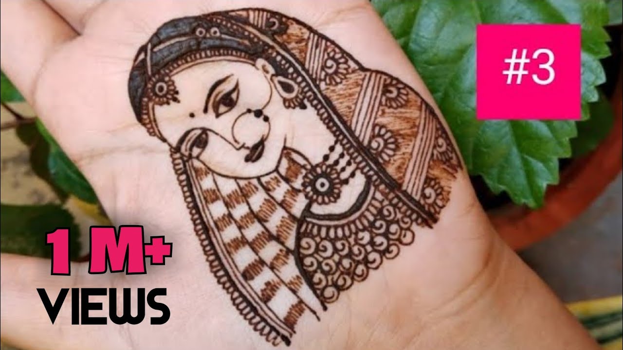 How to draw simple bride using mehndi#3 | मेहंदी से दुलहन कैसे बनाये  | how to draw front face bride