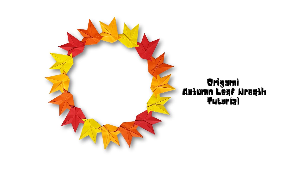 Easy Autumn Thanksgiving decoration craft Easy Origami Leaf Wreath Tutorial for kids & beginners