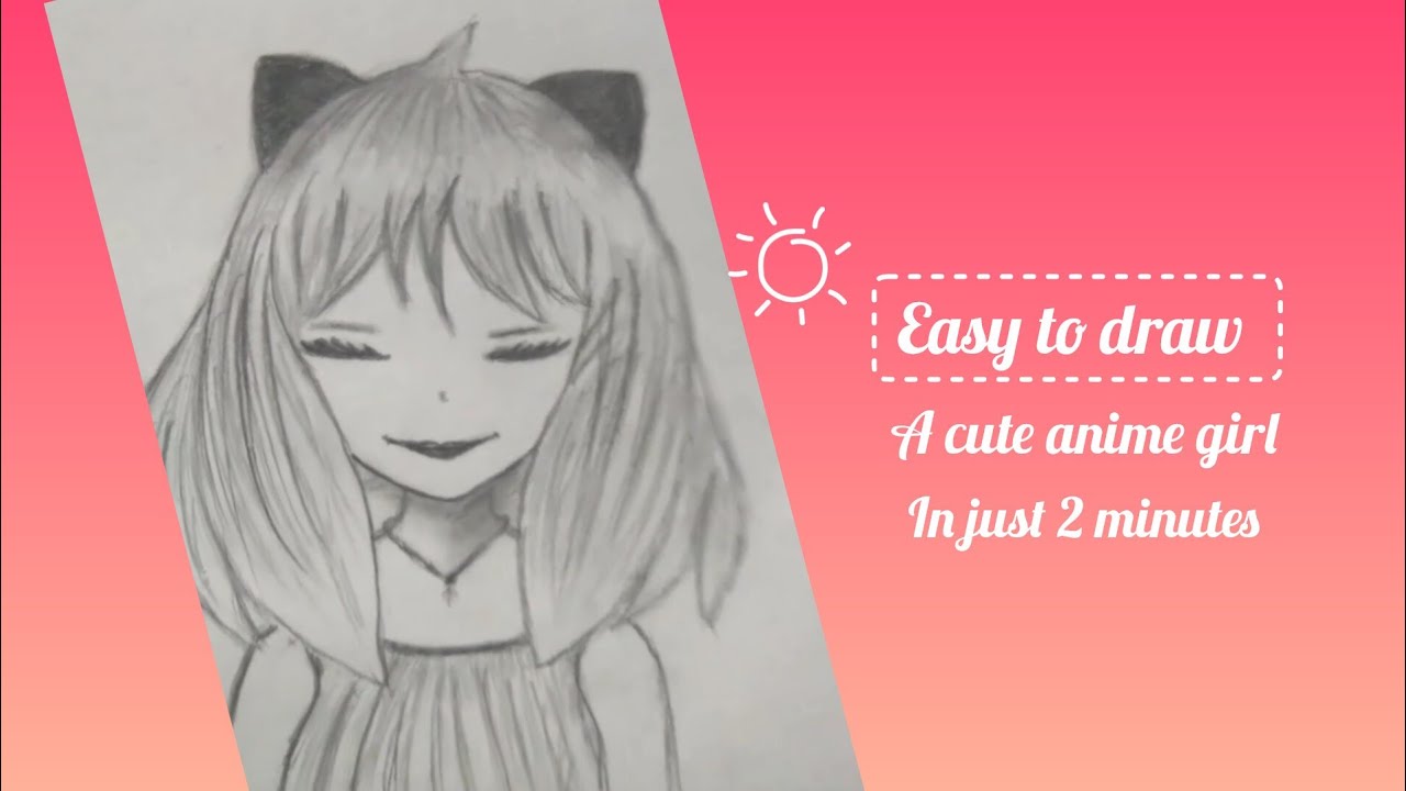 Cute anime girl drawing in 2 minutes . With sketch book and pencil #drawing 