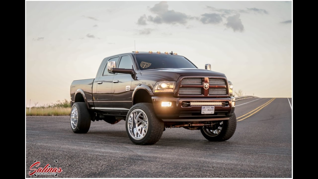 Badass RAM 2500 on 24x14 Specialty Forged wheels Does a burn out in the middle of no where!