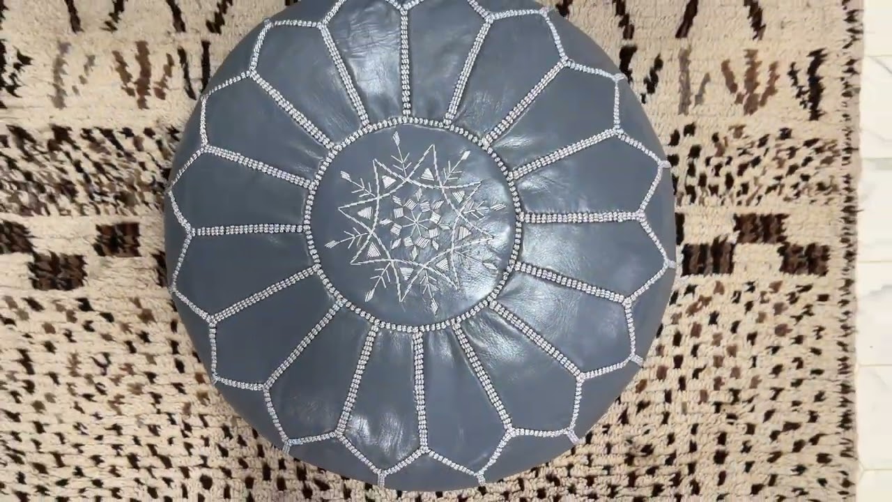 Kechart &ndash; Moroccan pure leather floor ottoman, handmade leather pouf cover, traditional chairs