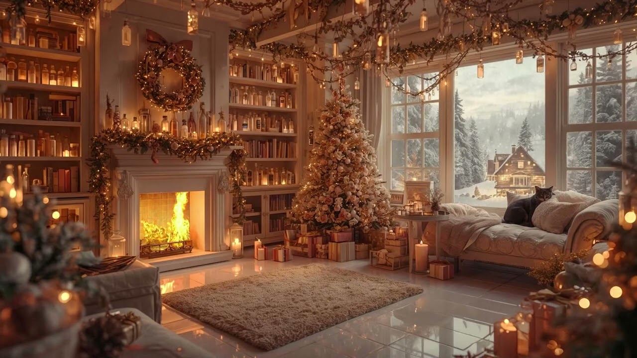 Whimsical Christmas Shelter Ambience | Warm Enchanted Fireplace Fire Sounds | Cozy Winter Shelter