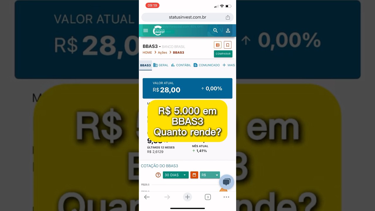 Quanto rende R$ 5.000 em dividendos nas a&ccedil;&otilde;es do BANCO DO BRASIL (BBAS3) #a&ccedil;&otilde;es