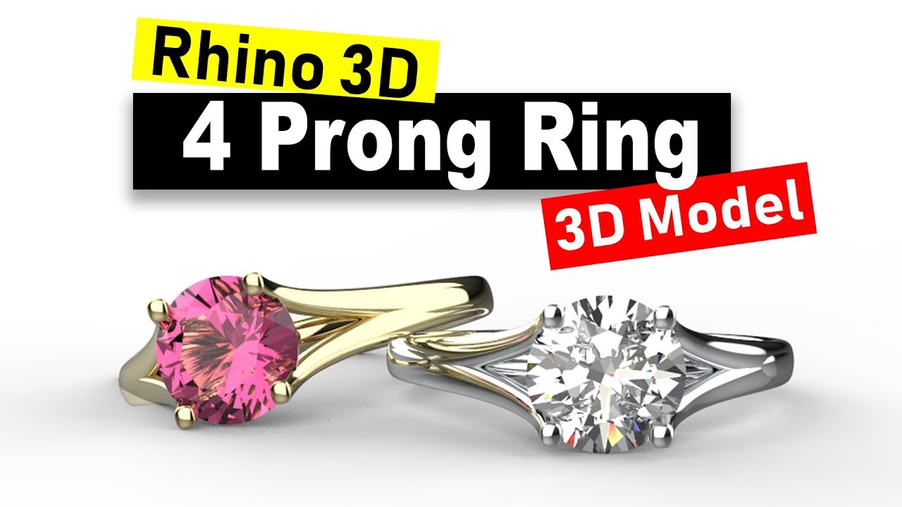 How to Model Split 4-Prong Ring in Rhino (2019): Jewelry CAD Design Tutorial #61