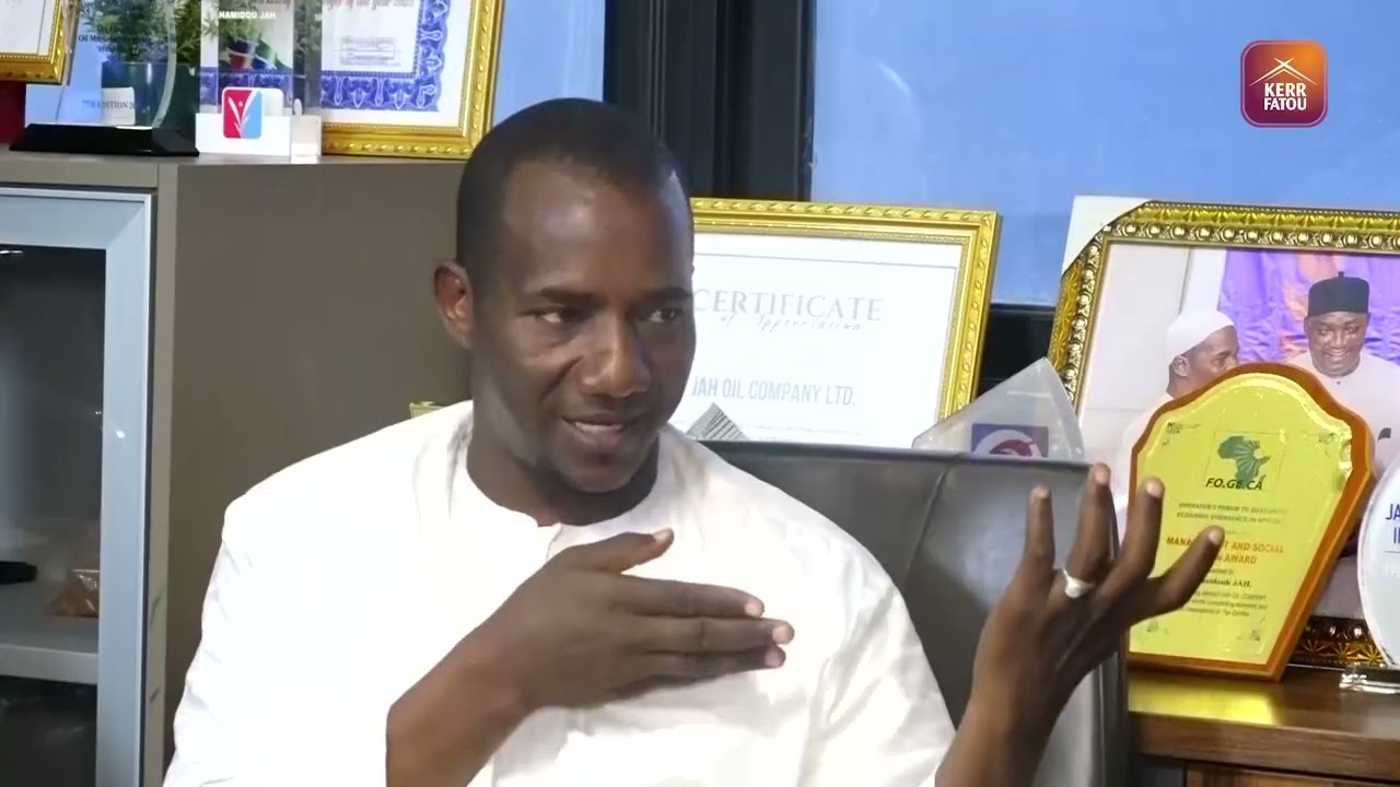 Hamidou Jah explains that his new factory when completed will produce 200,000 bags of cement a day.