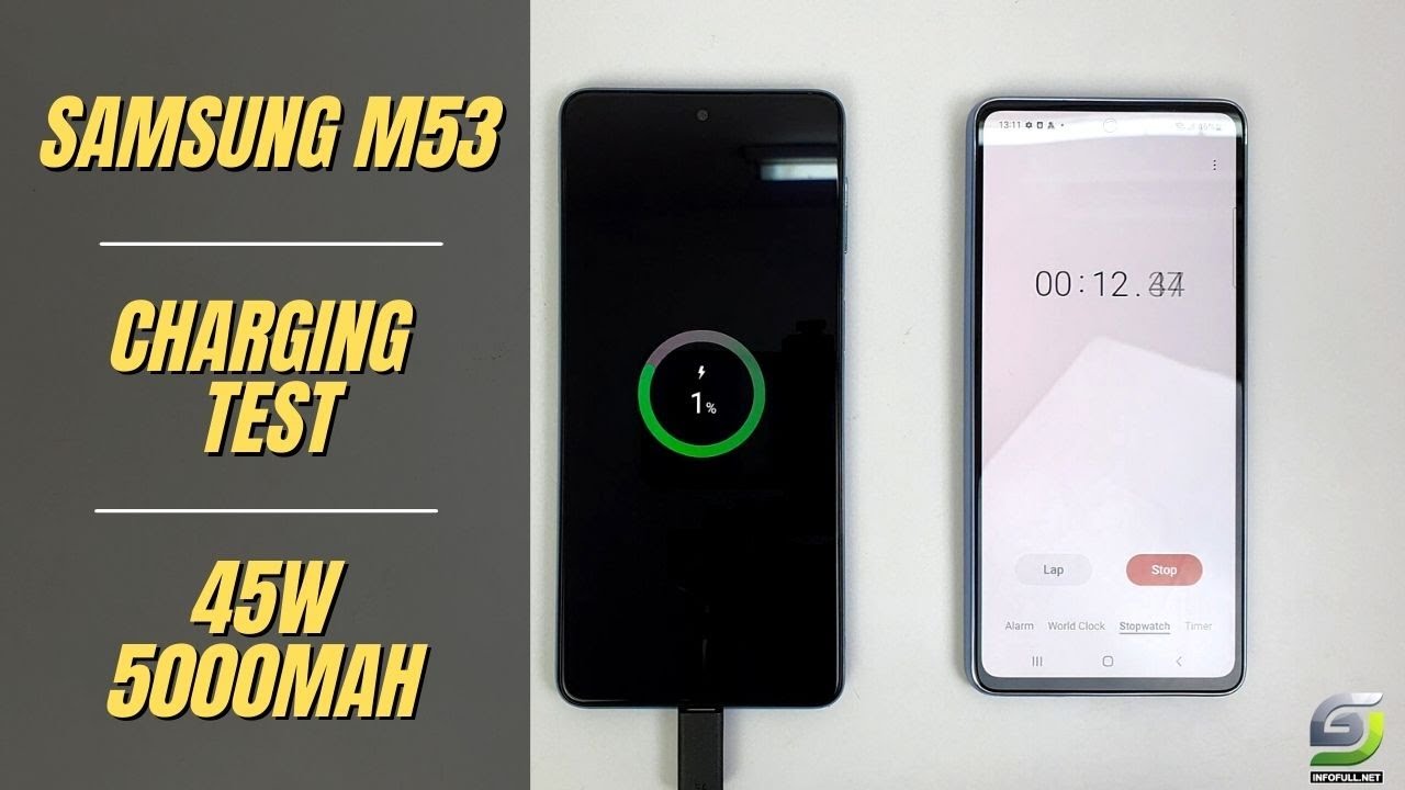 Samsung Galaxy M53 Battery Charging test 0% to 100% with 45W, 5000 mAh
