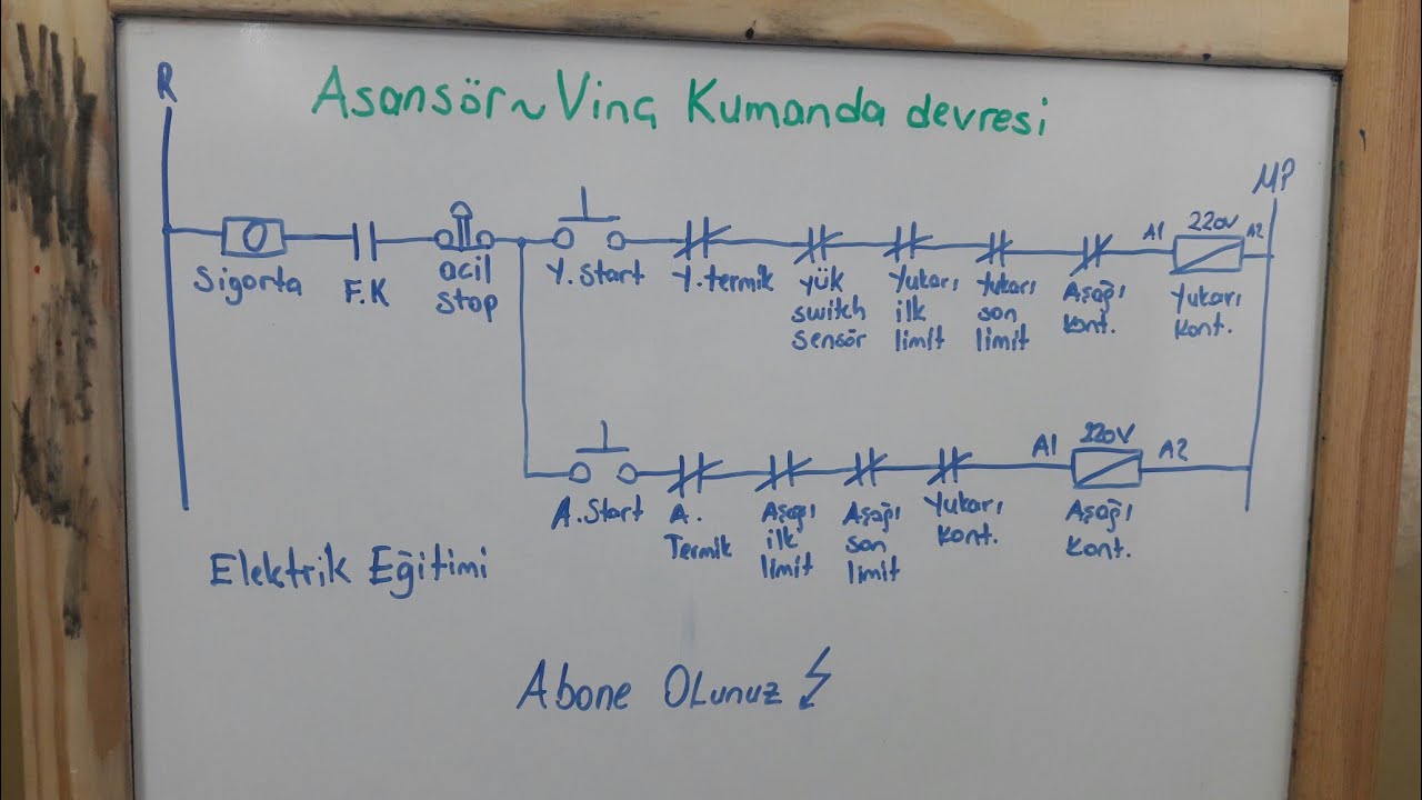 yukarı aşağı vinç - asansör - kreyn kumanda devresi basit çizim