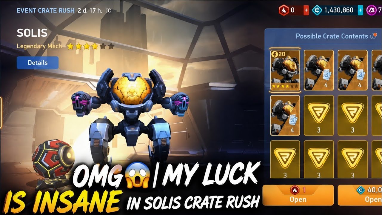 OMG😱| My luck is insane in Solis crate rush|mecharenagameplay #mecharena 