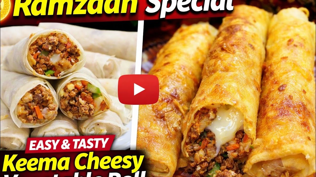 🌙⭐Ramzan Special Keema Veg Roll Recipe 😋 | Crispy & Cheesy Roll | viral recipe 😲Naaz Ki Rasoi 786