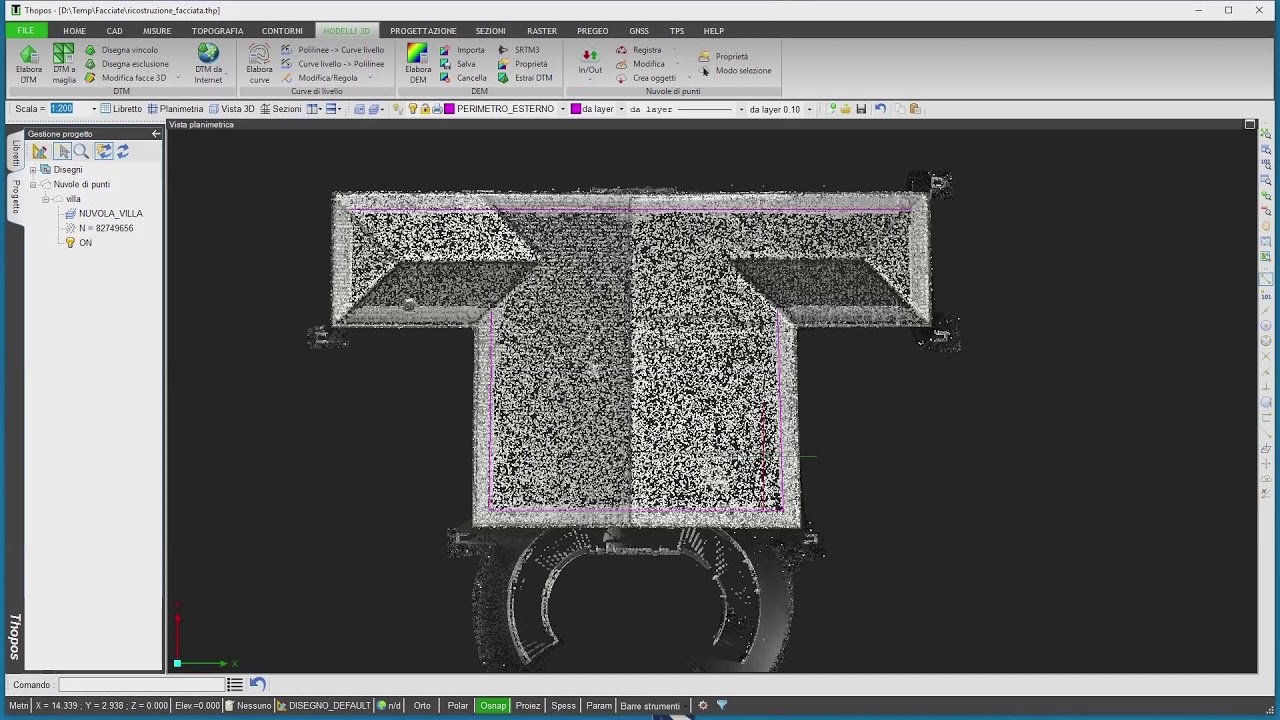 Prospetti edifici da nuvola di punti 3D