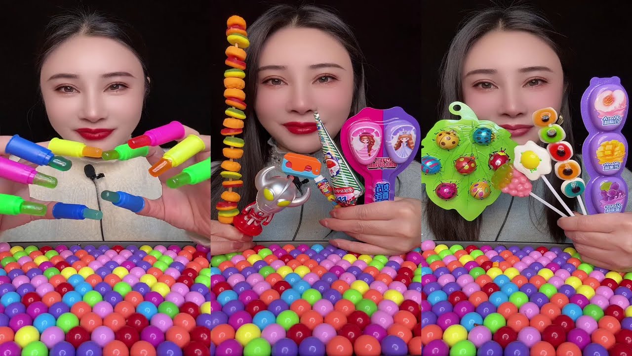 ASMR Candy 🍬 Princess Toys 👑 Funny Glasses 🤓 Fruit Jelly 🍇 Strawberry Treats 🍓 EP450