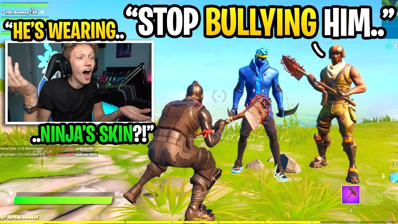 I BULLIED a kid for wearing the NINJA SKIN to see if anyone would DEFEND him... (emotional)