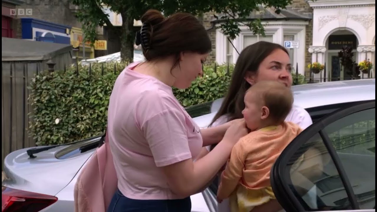 Eastenders Stacey grabs Charlie from the car and says to lily that Charlie is fine scene