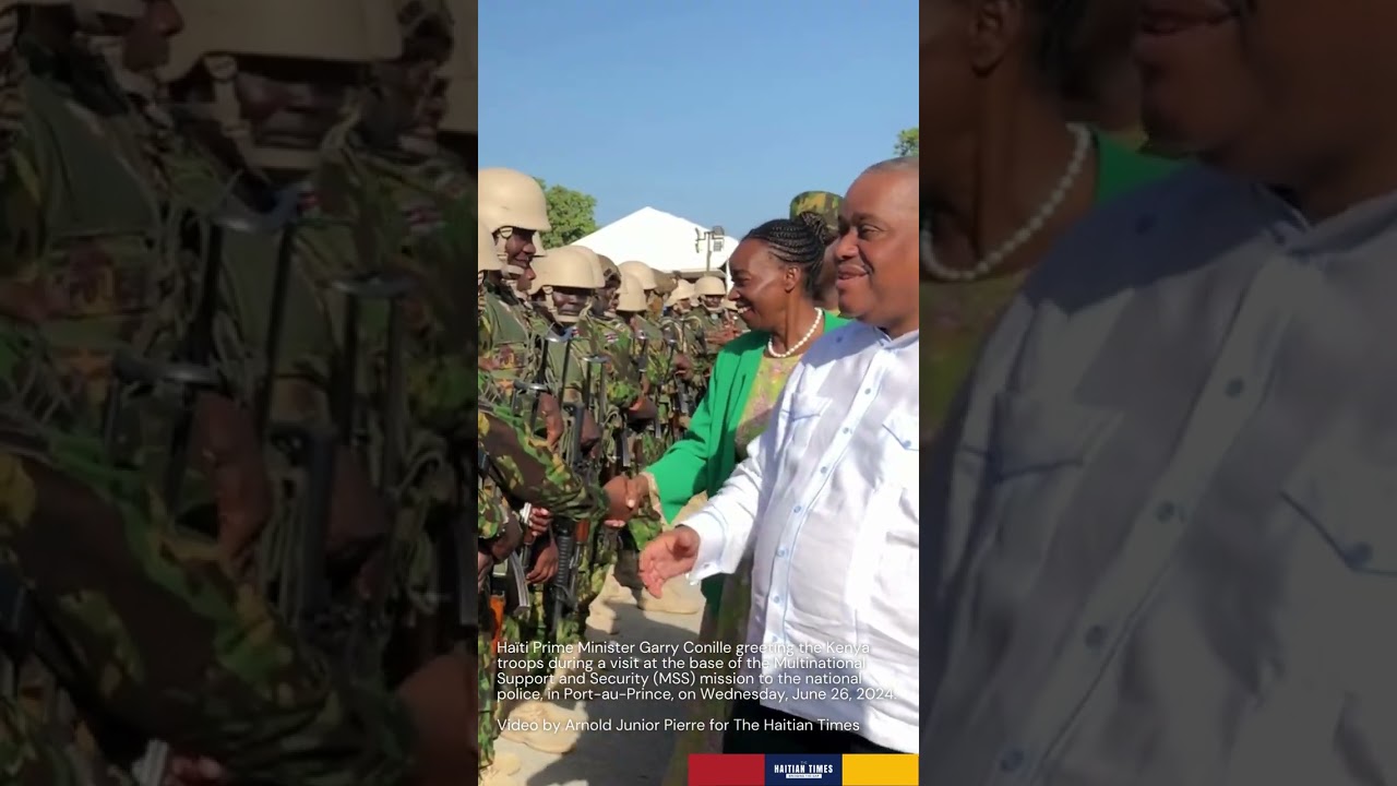 Ha&iuml;ti Prime Minister Garry Conille greeting Kenya troops