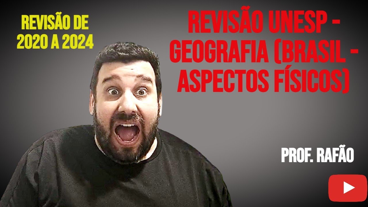 REVISÃO UNESP - GEOGRAFIA (BRASIL - ASPECTOS FÍSICOS) - QUESTÕES COMENTADAS DOS ÚLTIMOS 5 ANOS.