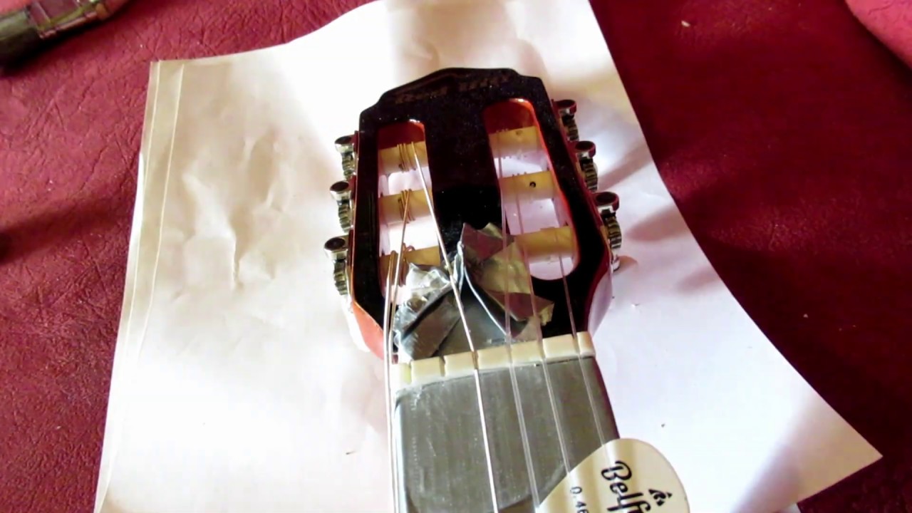 Gitarren Sattelumbau Plastiksattel -Knochensattel bei meiner Red Hill MEC-01 Klassik Gitarre