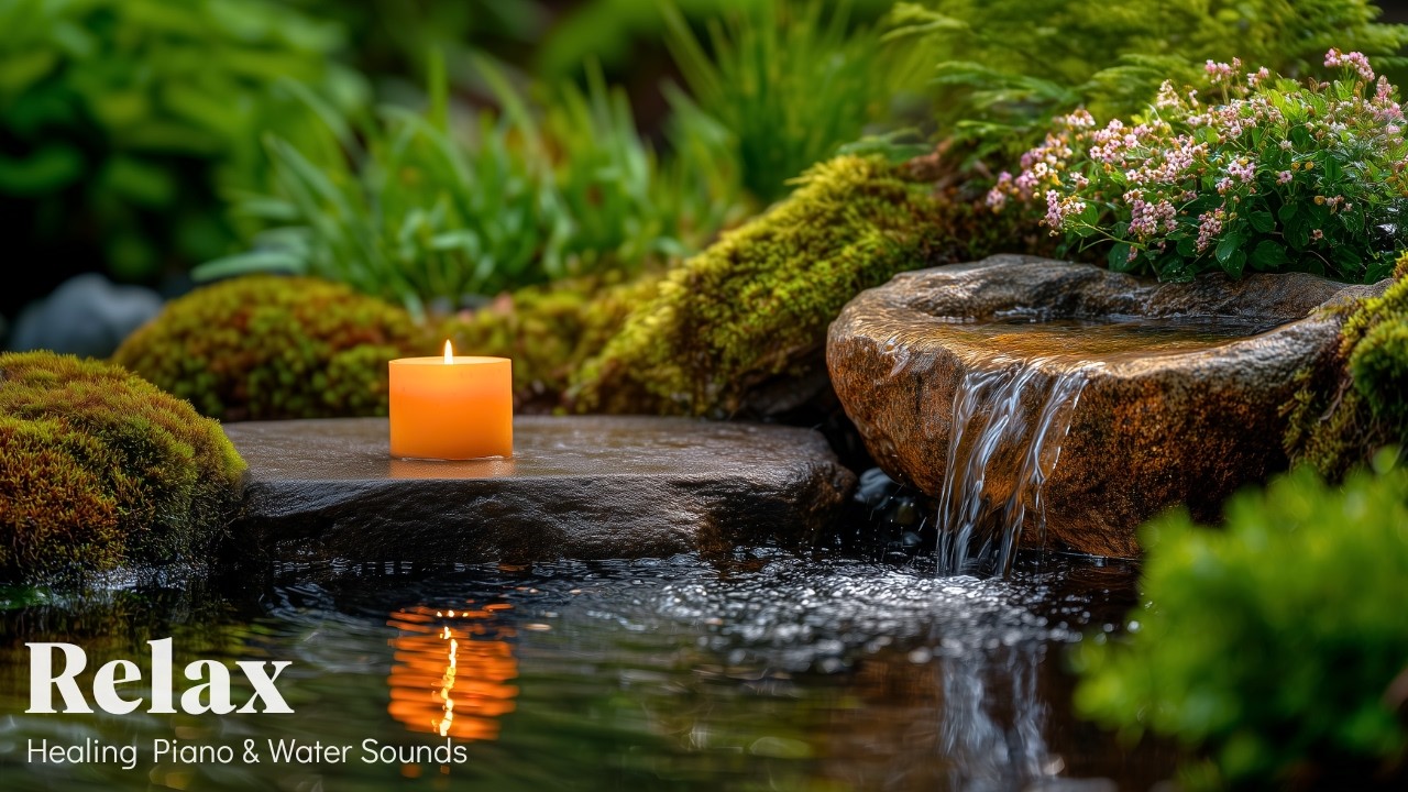 Peaceful Relaxing Music 🌿 Gentle Water Sounds in Japanese Garden for Insomnia & Stress Relief