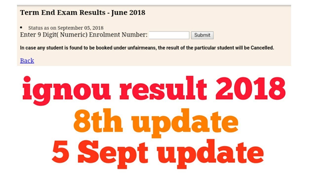 IGNOU JUNE TERM END RESULT 2018 || 8th UPDATE || ignou results