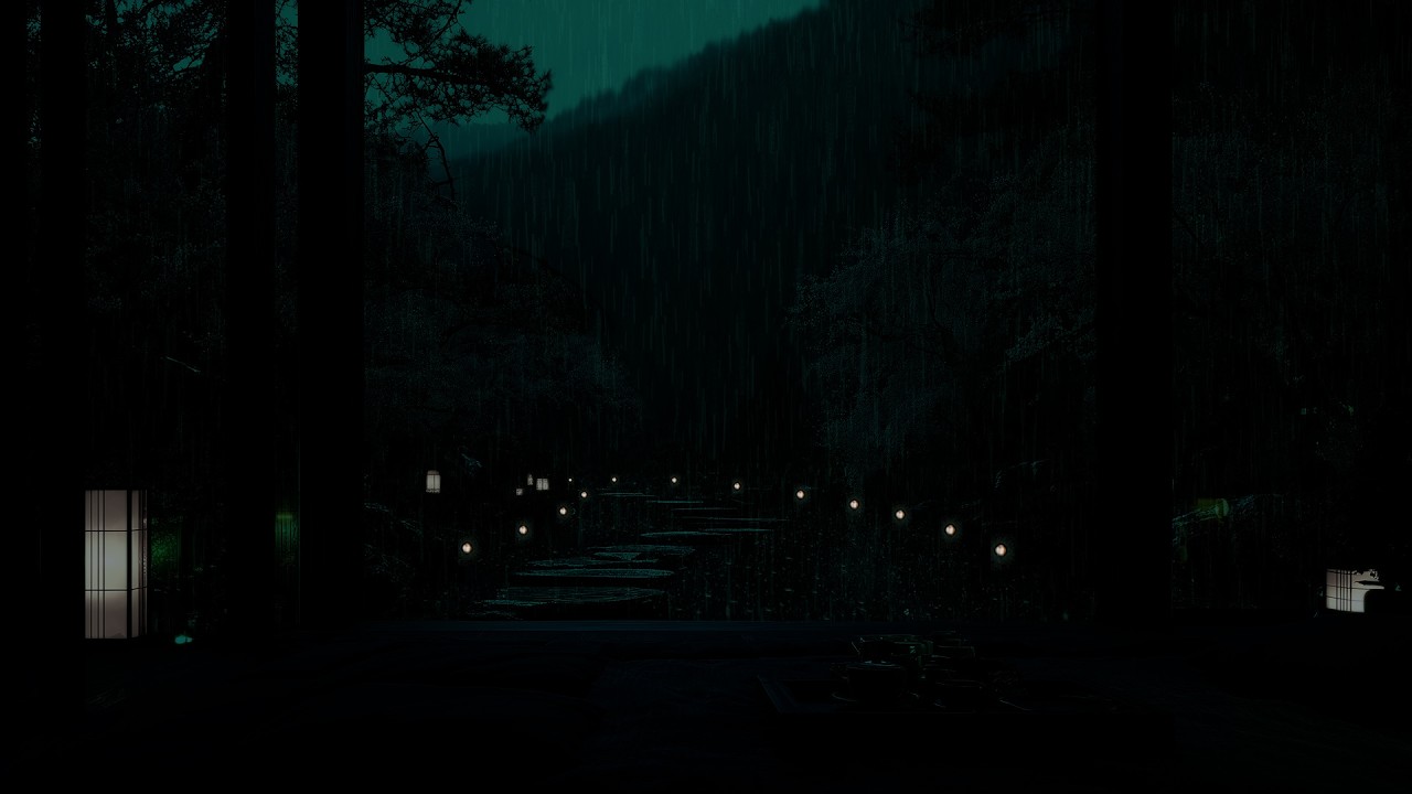 Gentle Rain Sounds in a Spring Garden Pond 🌧 (No Ads) | Calming Dark Bedroom Sounds for Deep Sleep