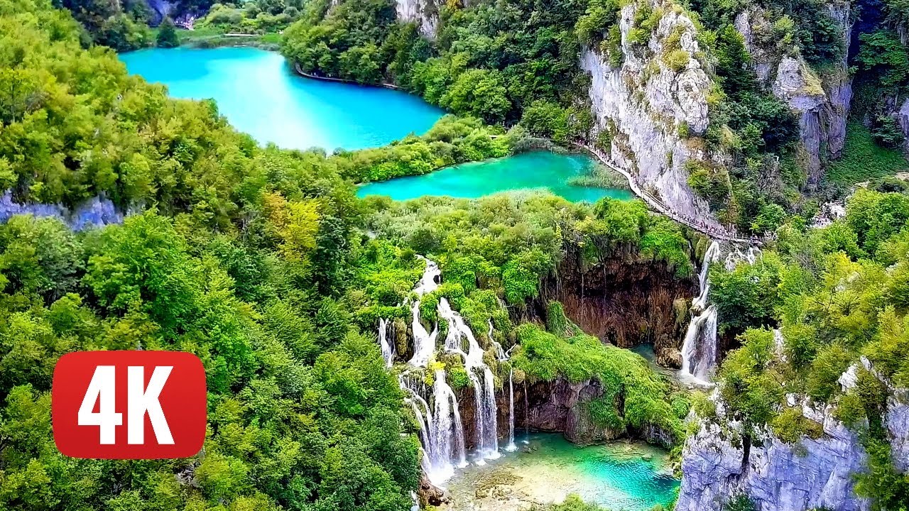 Deep Relaxation on top of beautiful PLITVICE lakes national park (4K)