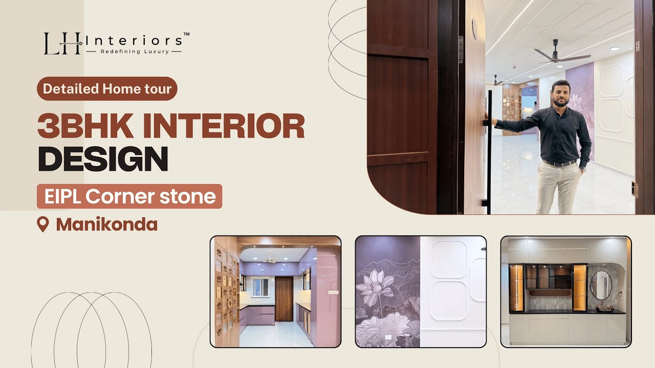 3BHK Luxury Interiors at EIPL Cornerstone, Manikonda | LH Interiors Hyderabad