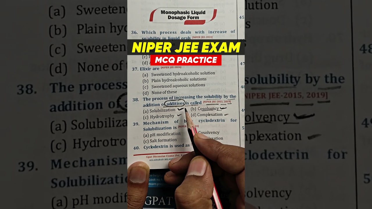 NIPER EXAM MCQs ✍️🎯NIPER EXAM PREPARATION | NIPER QUESTION #gdc #niper2025 #nipersyllabus #niperjee