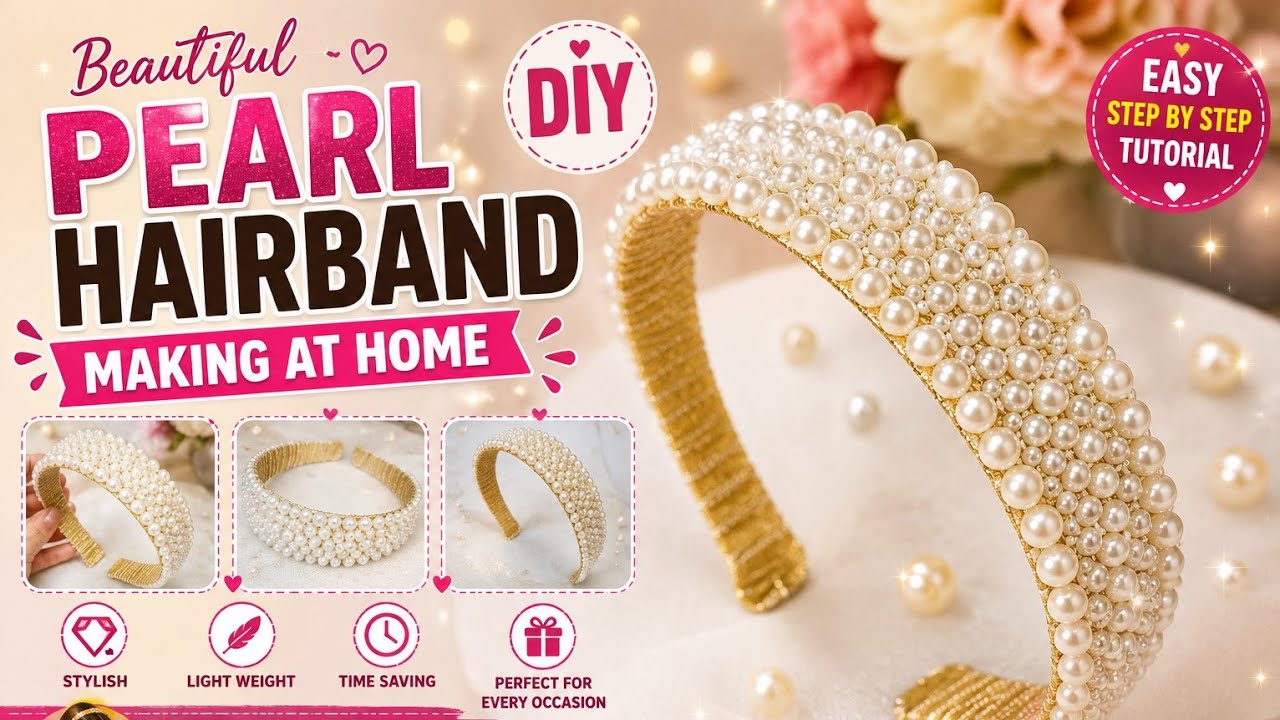 Elegant Pearl Hairband Making at Home | Easy & Trending Hair Accessories DIY Pearl Hairband