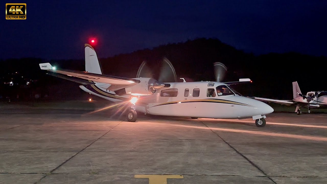 TURBO COMMANDER 690B DASH 10 Acionamento e Decolagem Noturna Video 4K