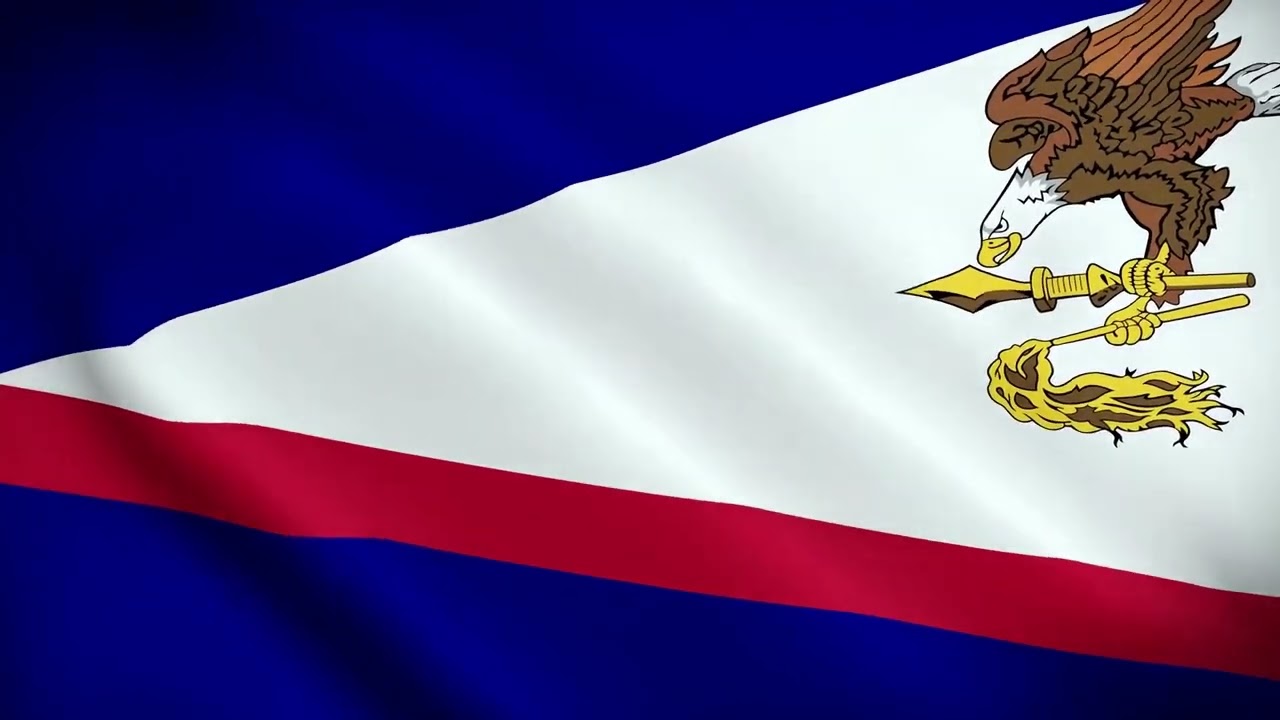 [10 Hours] American Samoa Flag Waving - Video & Audio - Waving Flags