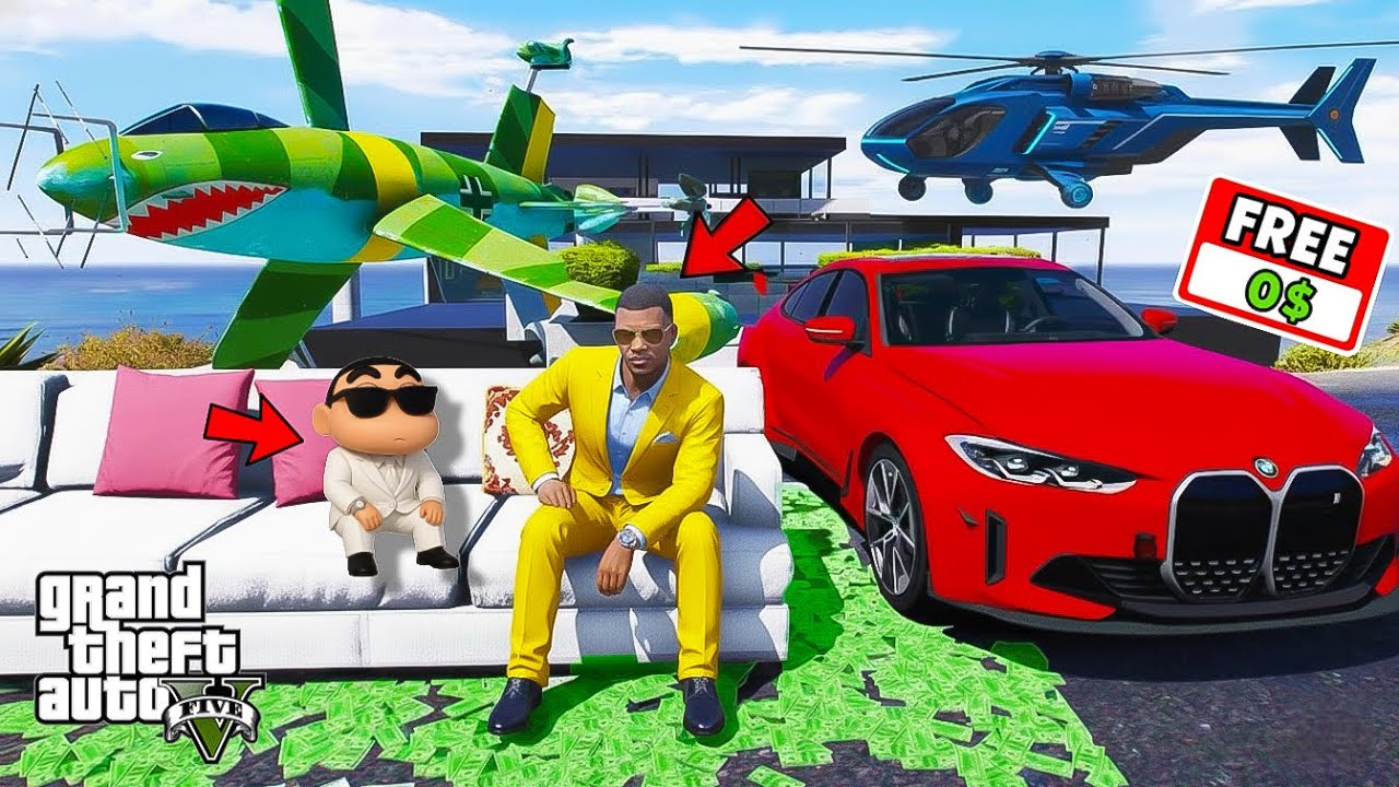 Shin chan & Franklin Buying Everything Free 0$ in Gta 5 Telugu