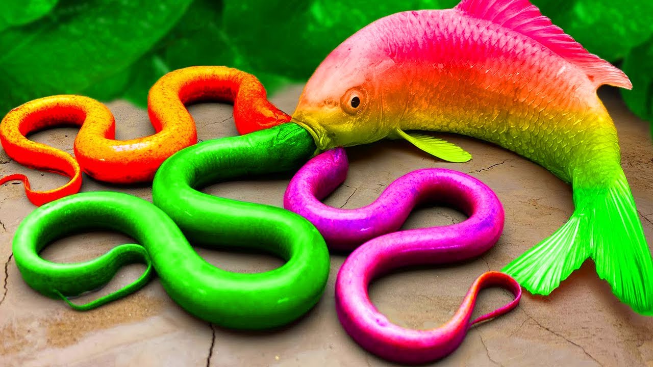 Catch Stranger Colorful Koi in  Giant Colorful Eegs,악어, 장어, 뼈 없는 생선, 새끼 거북, 잉어