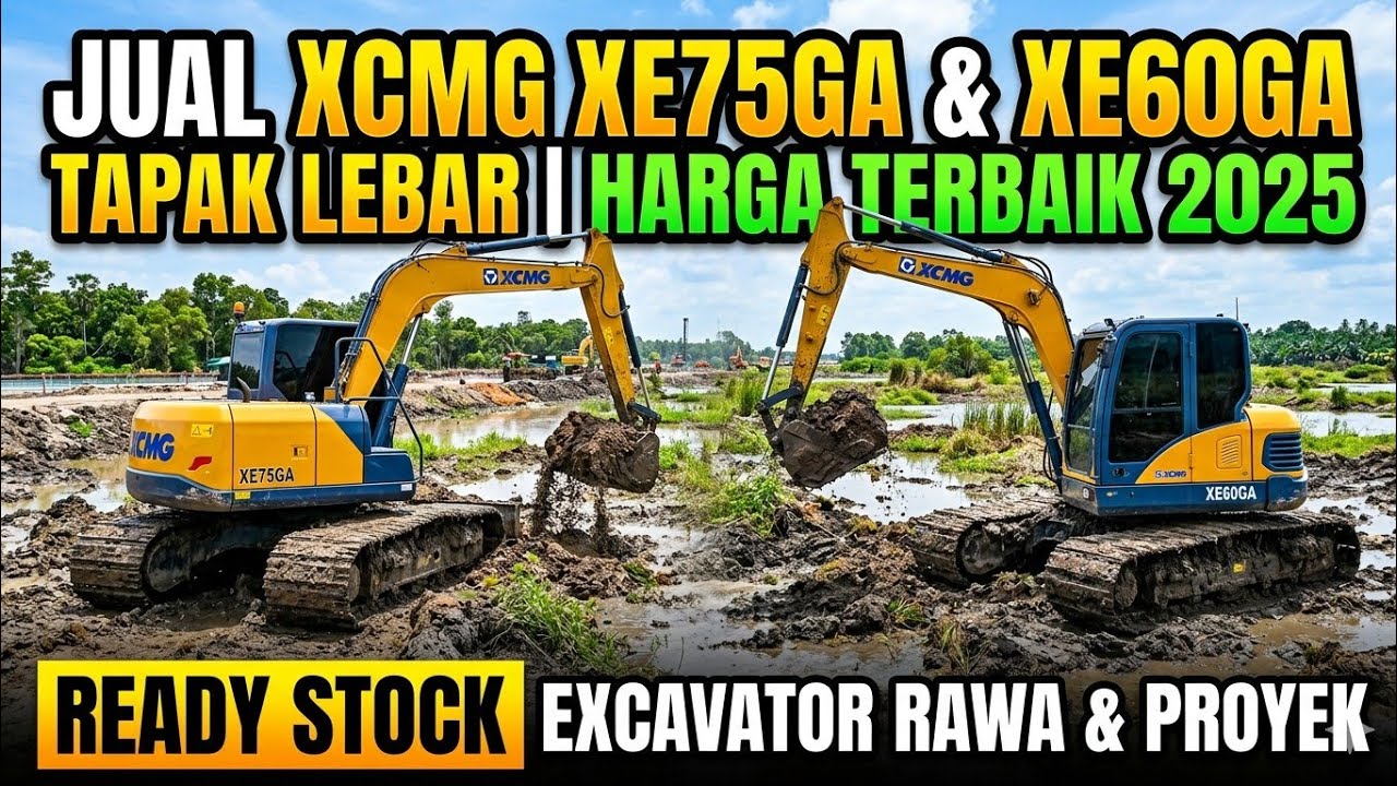 Jual XCMG 75GA & XE60GA Tapak Lebar Harga Terbaik 2025 | Ready Stock Excavator Rawa & Proyek