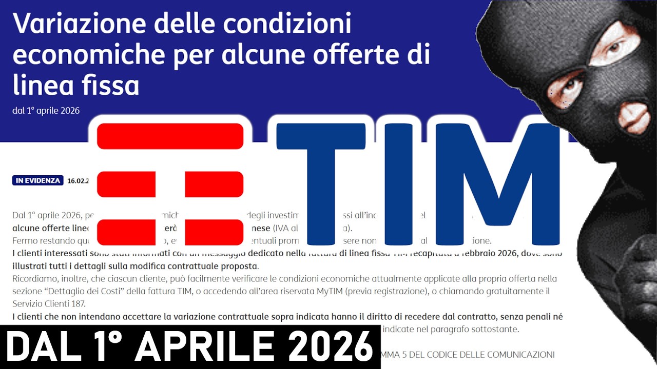 Aumenti TIM su RETE FISSA a partire dal 1° APRILE 2026 | Rimodulazioni