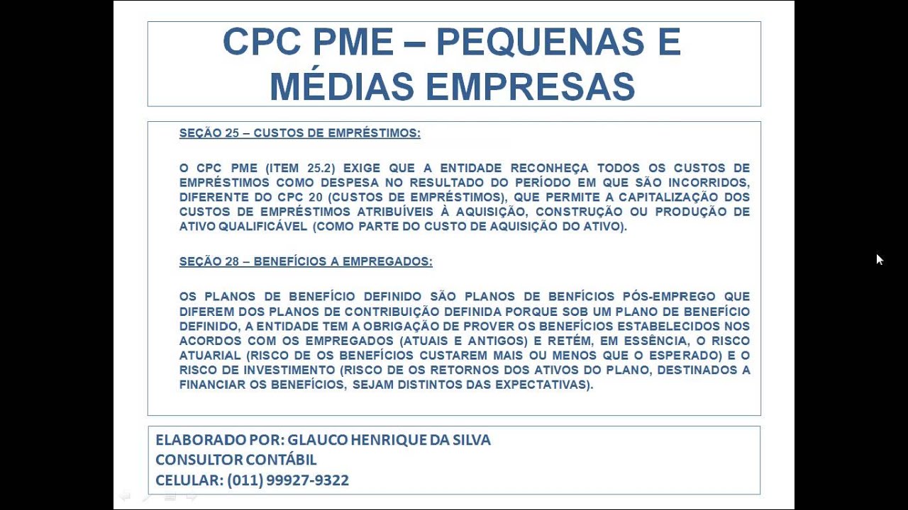 06.03.CPC PME - NORMAS CONTÁBEIS PME - SEÇÕES PROCEDIMENTO SIMPLIFICADO (Manual de Contabilidade)