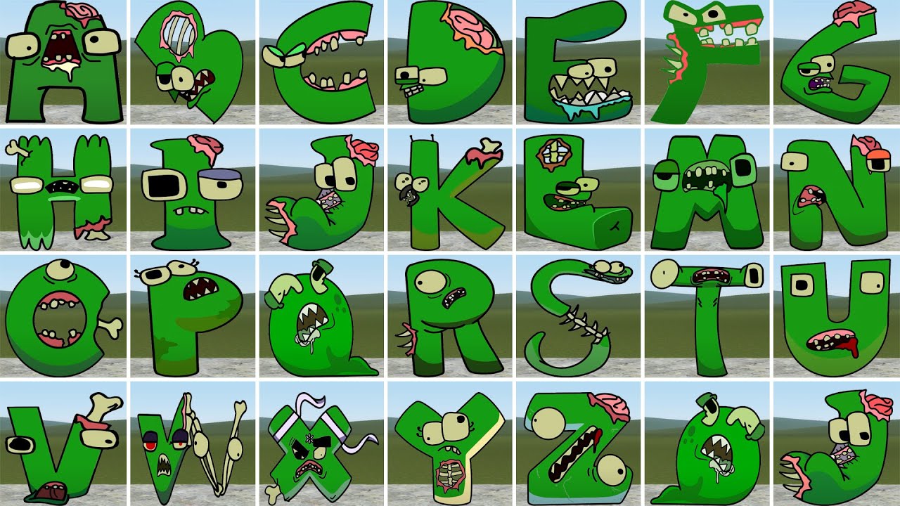 DESTROY ALL VERSION GREEN ZOMBIE 3D ALPHABET LORE FAMILY in Garry's Mod!