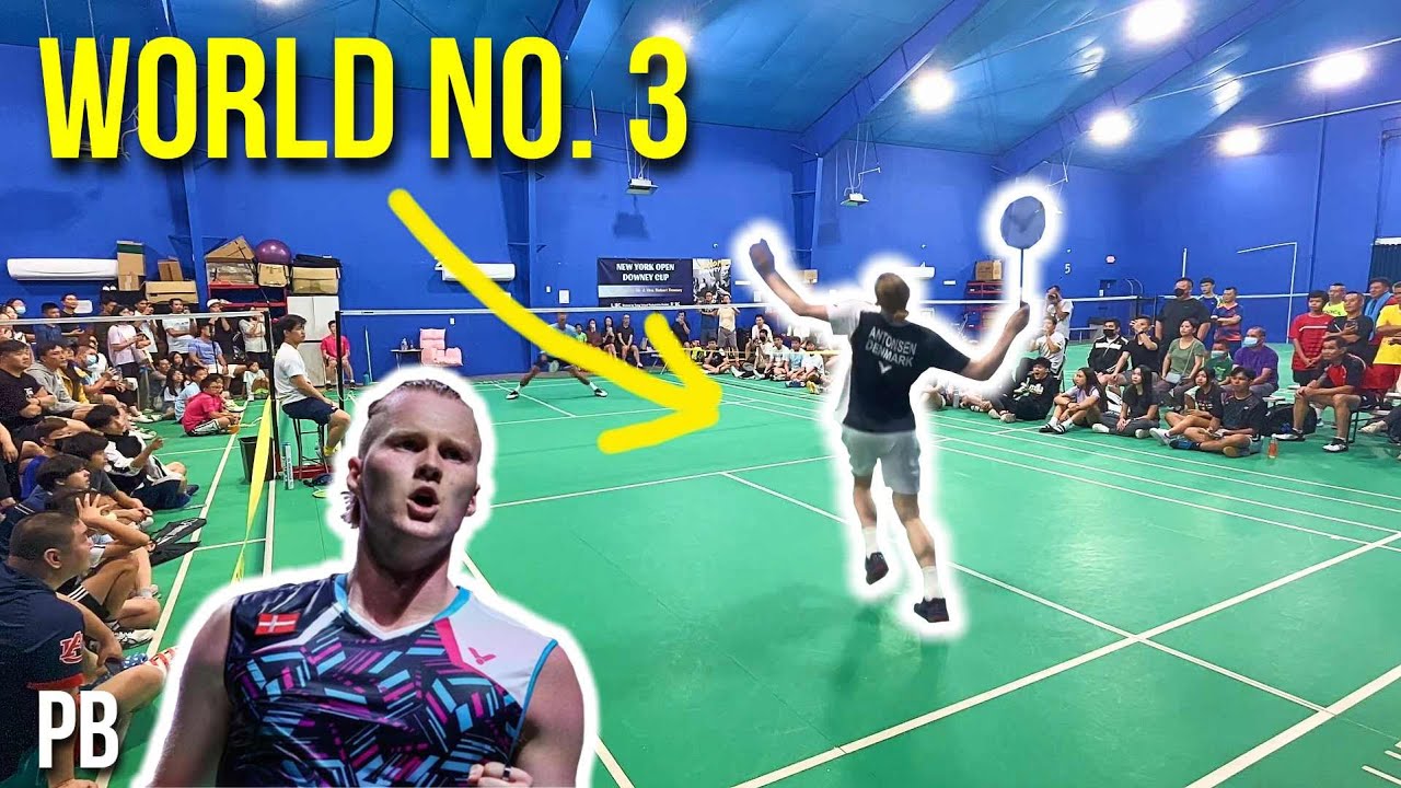 Can talented club player challenge WORLD No. 3 ANTONSEN in a game of Box Singles?