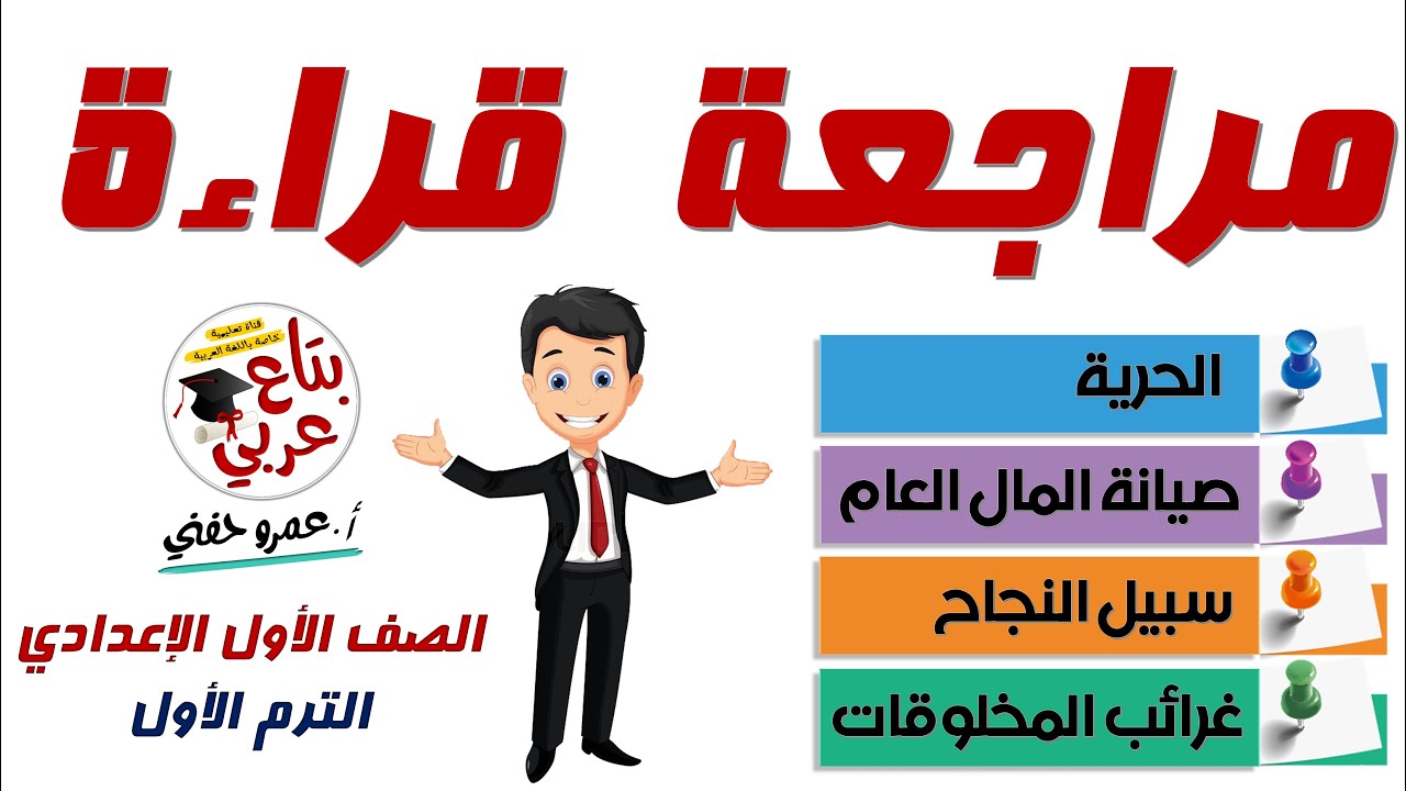 اقوى مراجعة قراءة للصف الاول الاعدادي الفصل الدراسي الاول