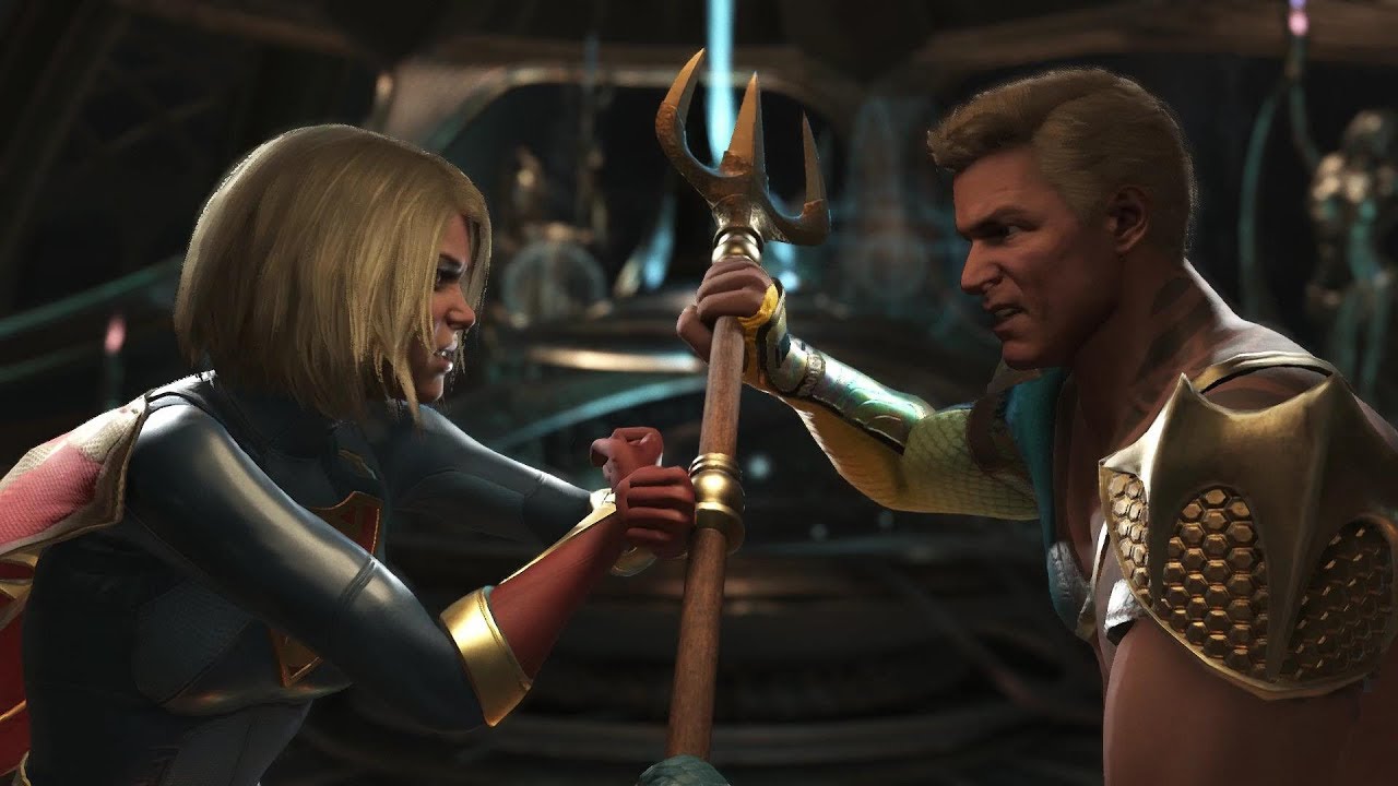 Injustice 2 : Supergirl & Power Girl Vs Aquaman - All Intro/Outro, Clash Dialogues, Super Moves
