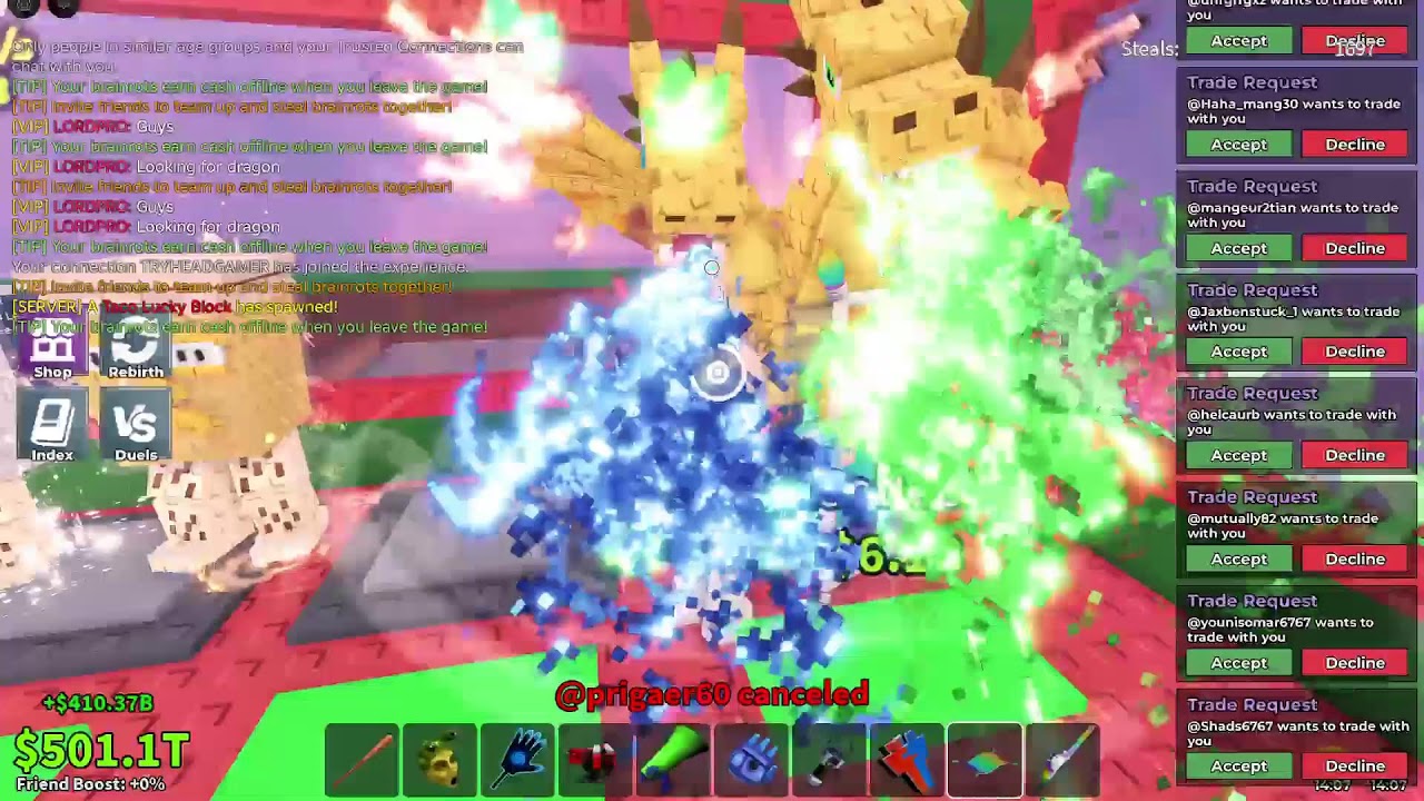 Steal a brainrot LIVE TRADE USER YADIVIR PVP