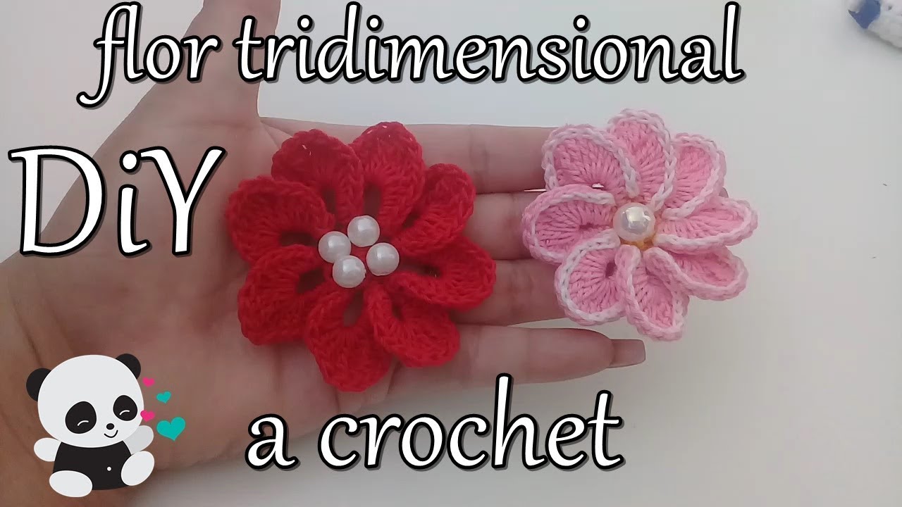 tutorial DiY como hacer una flor tridimensional a crochet flor #2