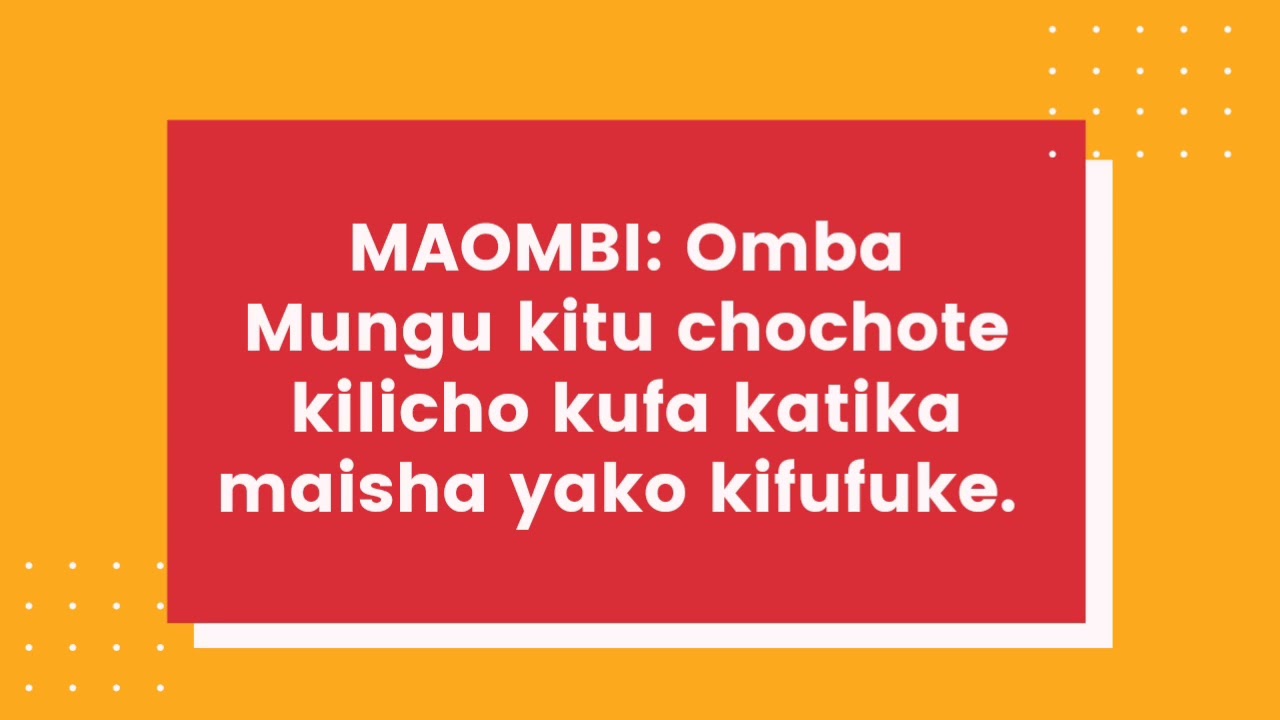 MAOMBI: Omba kitu chochote kilicho kufa katika maisha yako kifufuke by Innocent Morris