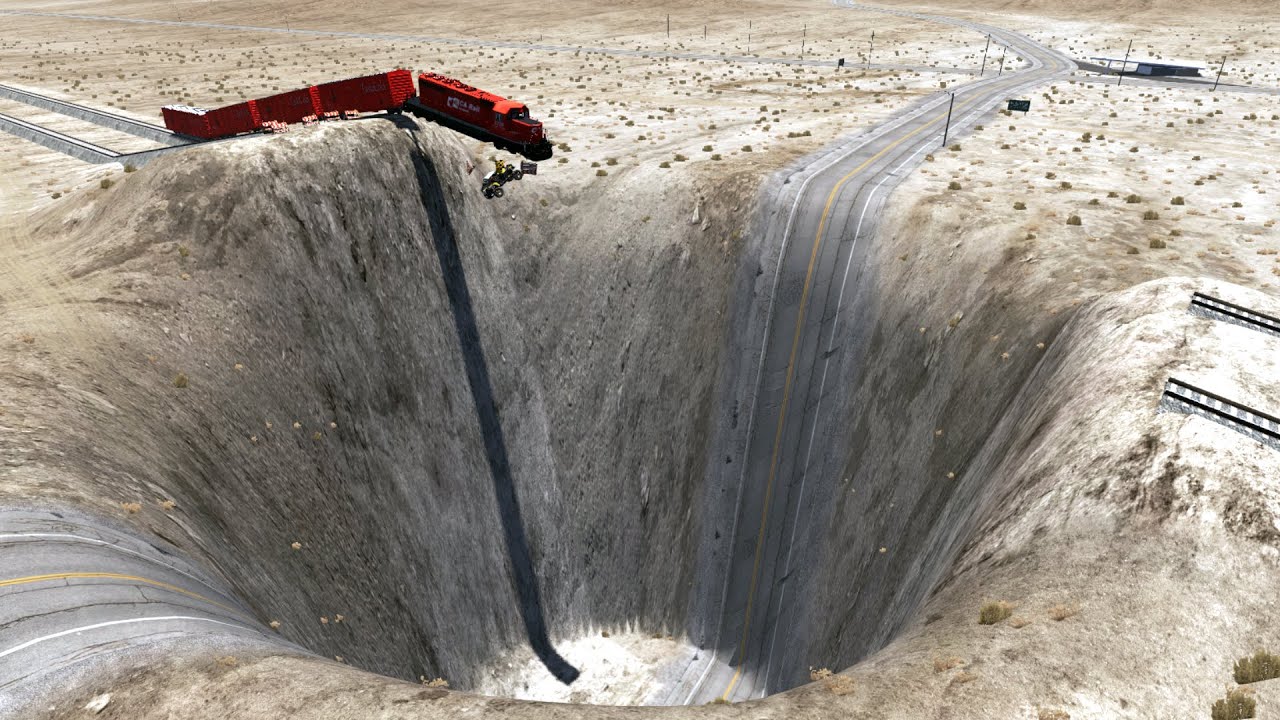 Train vs Giant Pit #1 - BeamNG.Drive